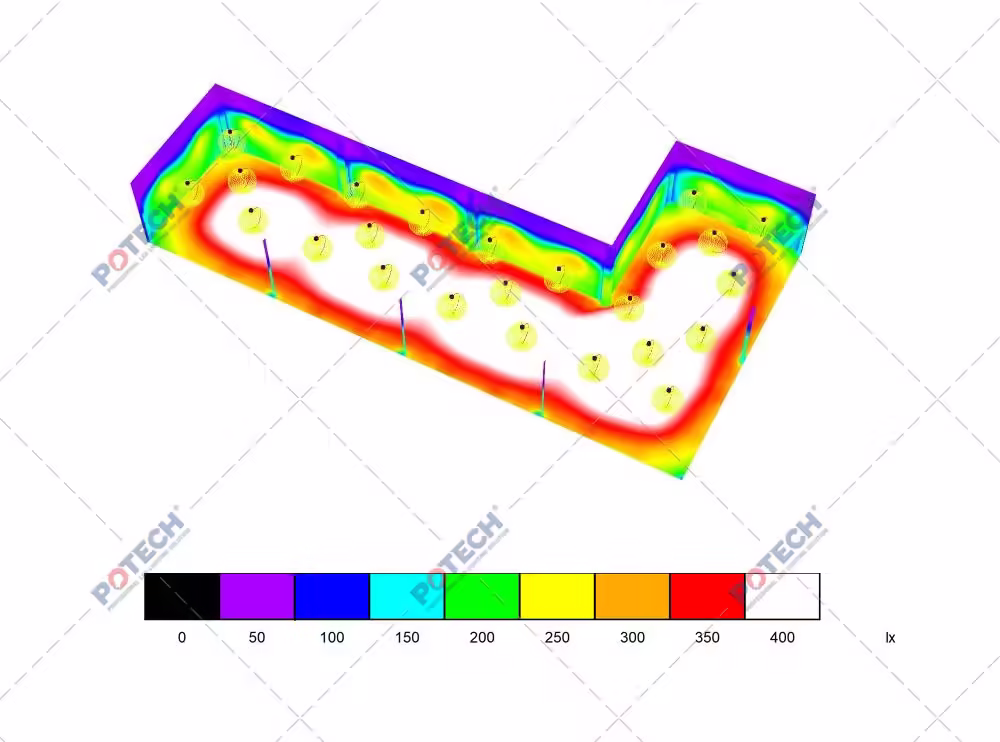 Mô phỏng thiết kế chiếu sáng, độ đồng đều ánh sáng trên phần mềm dialux