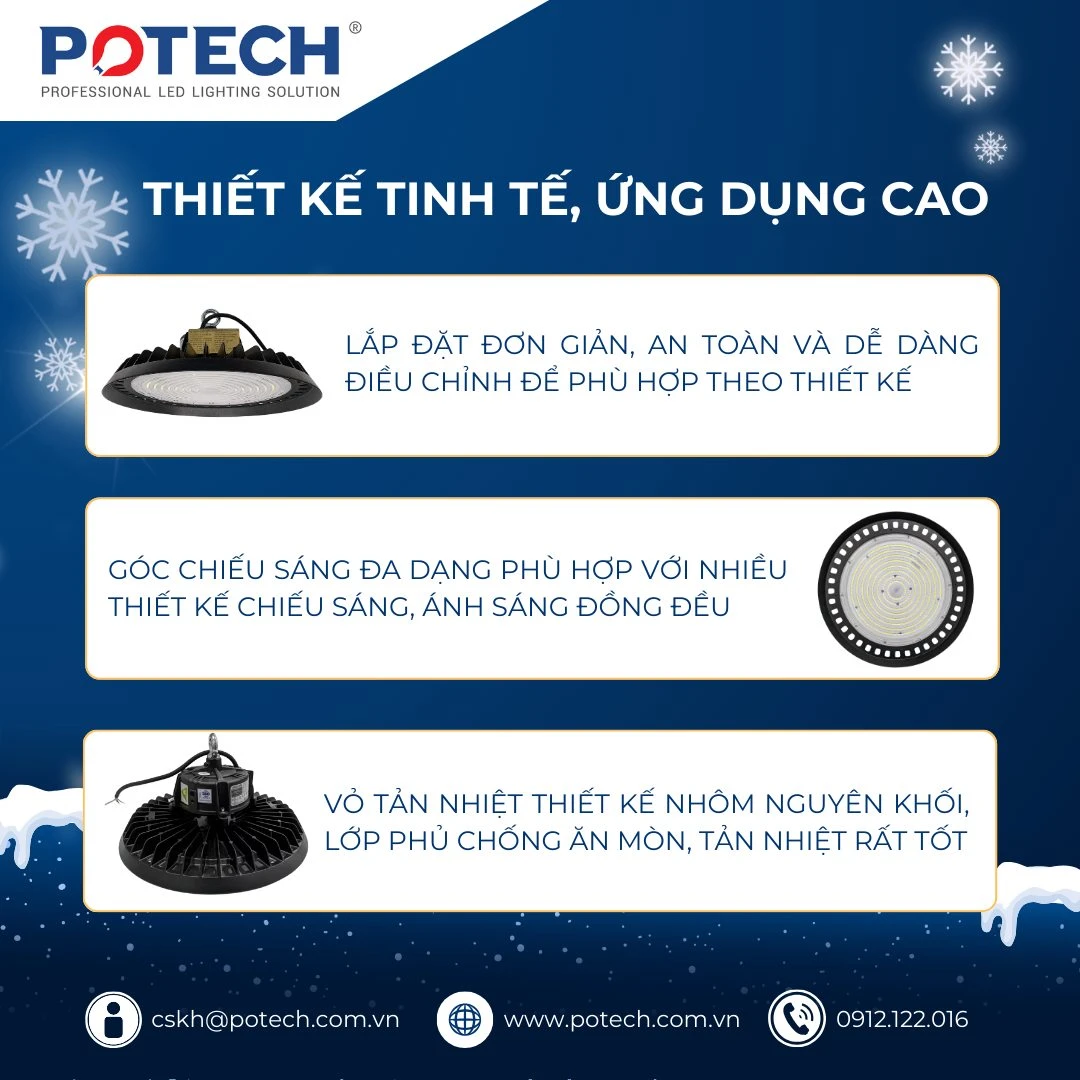 Ứng dụng đèn LED nhà xưởng Potech 120W trong thực tế
