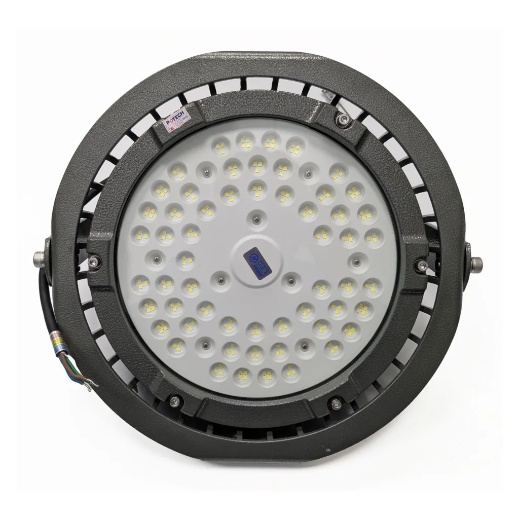 Mat truoc den LED chiu nhiet PT-HTL-80-T80 voi dan chip LED phan bo deu tren mat de