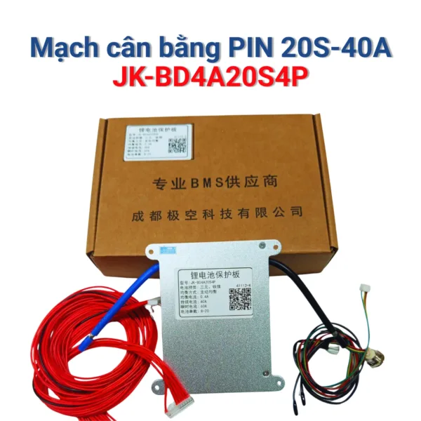 Mạch cân bằng pin JIKONG JK-BD4A20S4P, 8S đến 20S, dòng liên tục 40A và tức thời 60A, cân bằng 0.4A