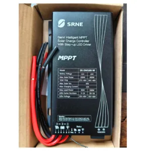 Bộ sạc SR-DM160-W trong hộp carton kèm dây ra màu đỏ và đen