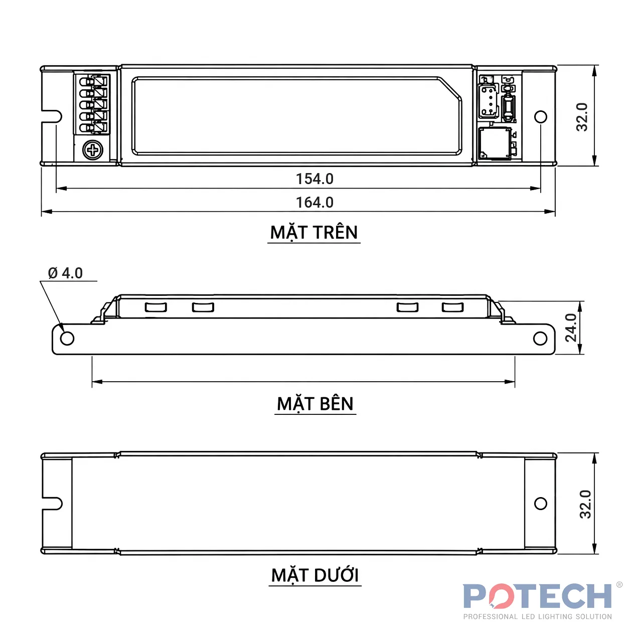 Bản vẽ kích thước kỹ thuật bộ nguồn khẩn cấp DAC-3-40W