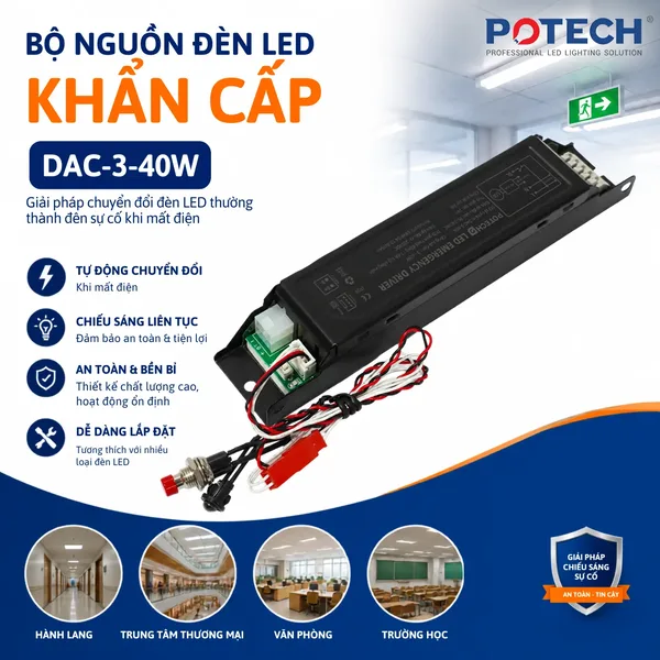 Bộ Nguồn Khẩn Cấp Cho Đèn LED POTECH DAC 3 40W Giới thiệu