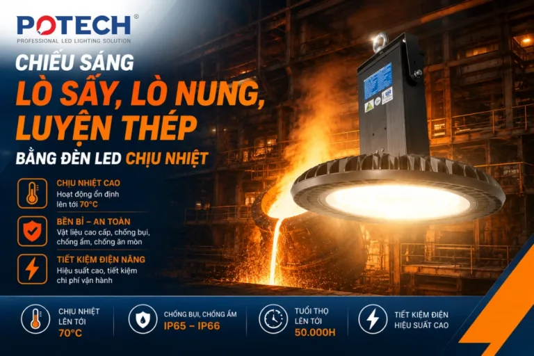 Chiếu sáng lò sấy, lò nung, luyện thép bằng đèn LED chịu nhiệt