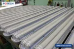 Máng đèn chống thấm POTECH xếp thành dãy chờ kiểm tra điện trước khi đóng thùng