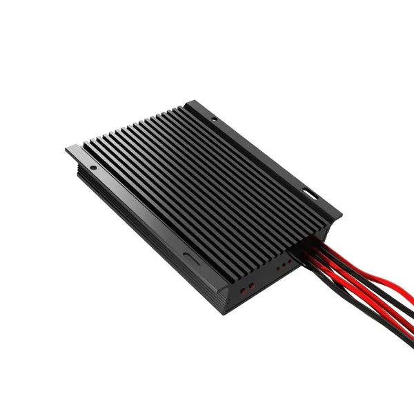 Vỏ nhôm tản nhiệt SR-DM120-W nhìn góc nghiêng, cánh tản nhiệt dọc thân, đạt IP67