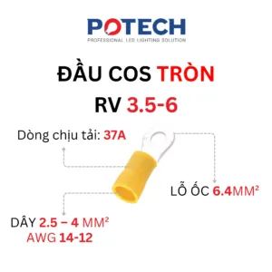 Thông số đầu cos tròn RV 3.5-6