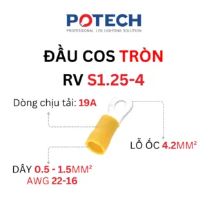 Thông số đầu cos tròn RV S1.25-4