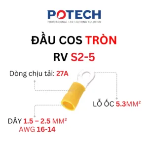 Thông số đầu cos tròn RV S2-5