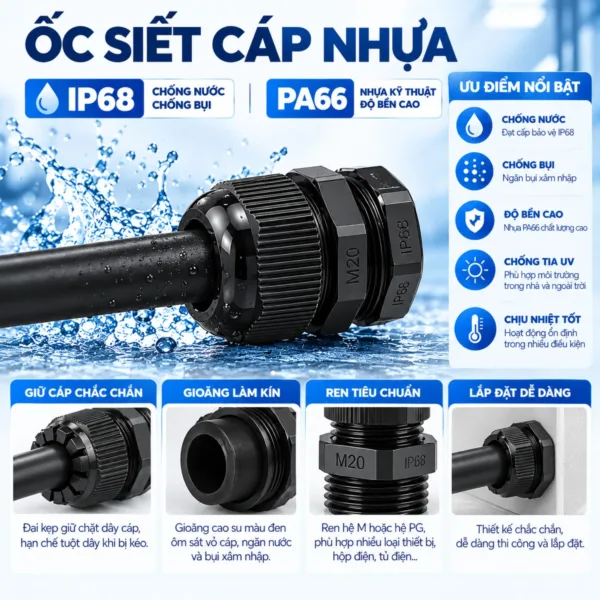 Đặc điểm ốc siết cáp nhựa